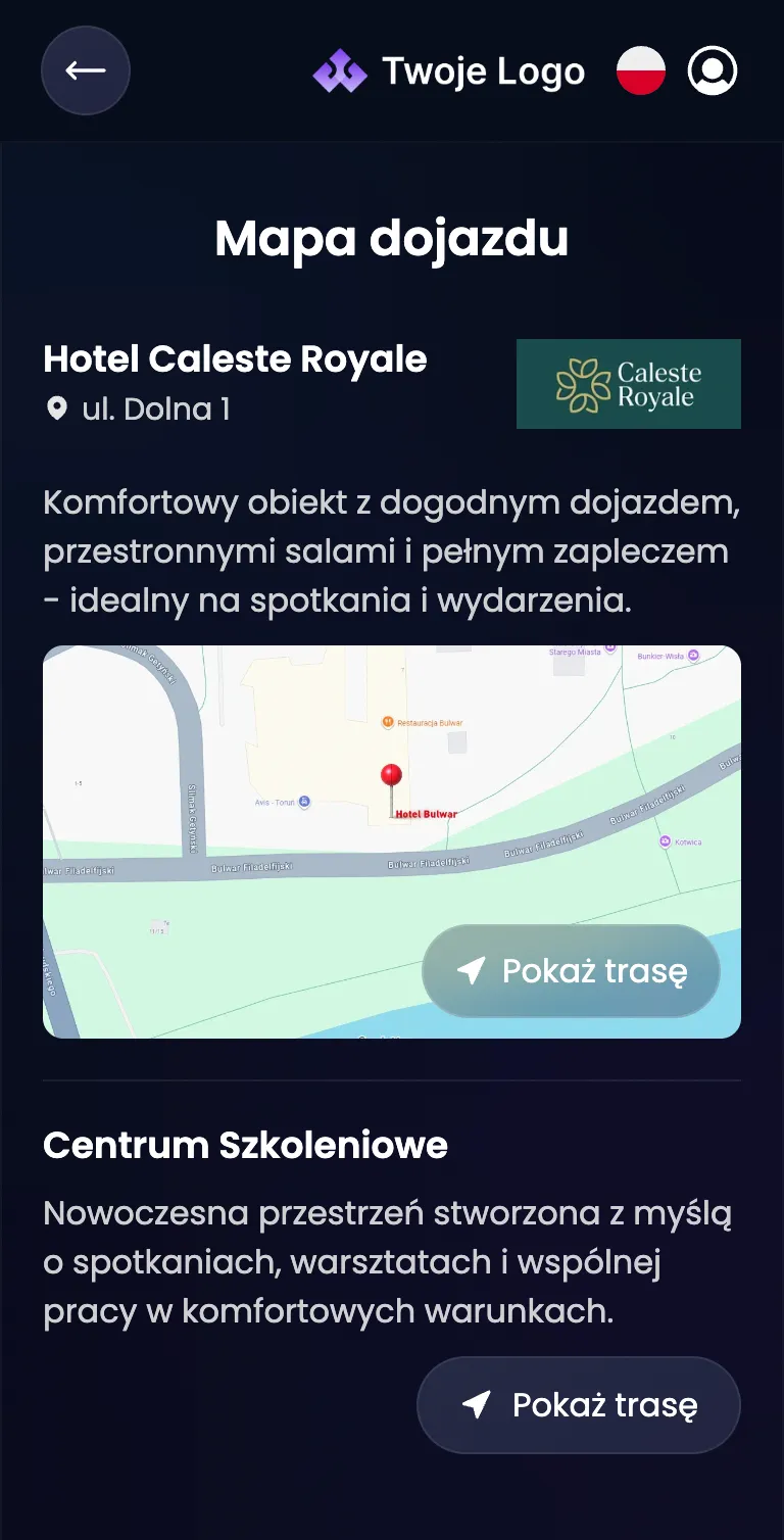 EventApp event app venue map and directions screen