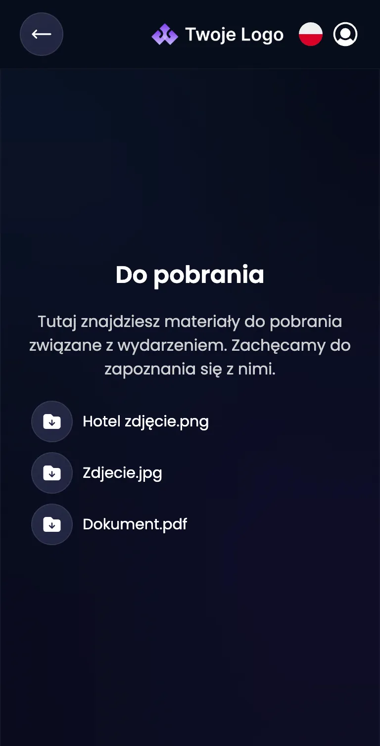 EventApp event app file downloads screen
