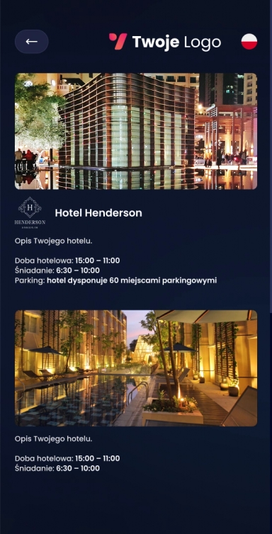 EventApp Event-App Hotelbuchungs-Bildschirm