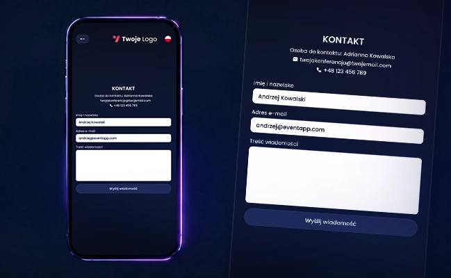 Formularz kontaktowy EventApp do kontaktu z organizatorem